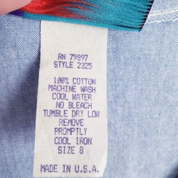 Vintage Blue and Pink Asymmetrical Sundress - Picture 6 of 7